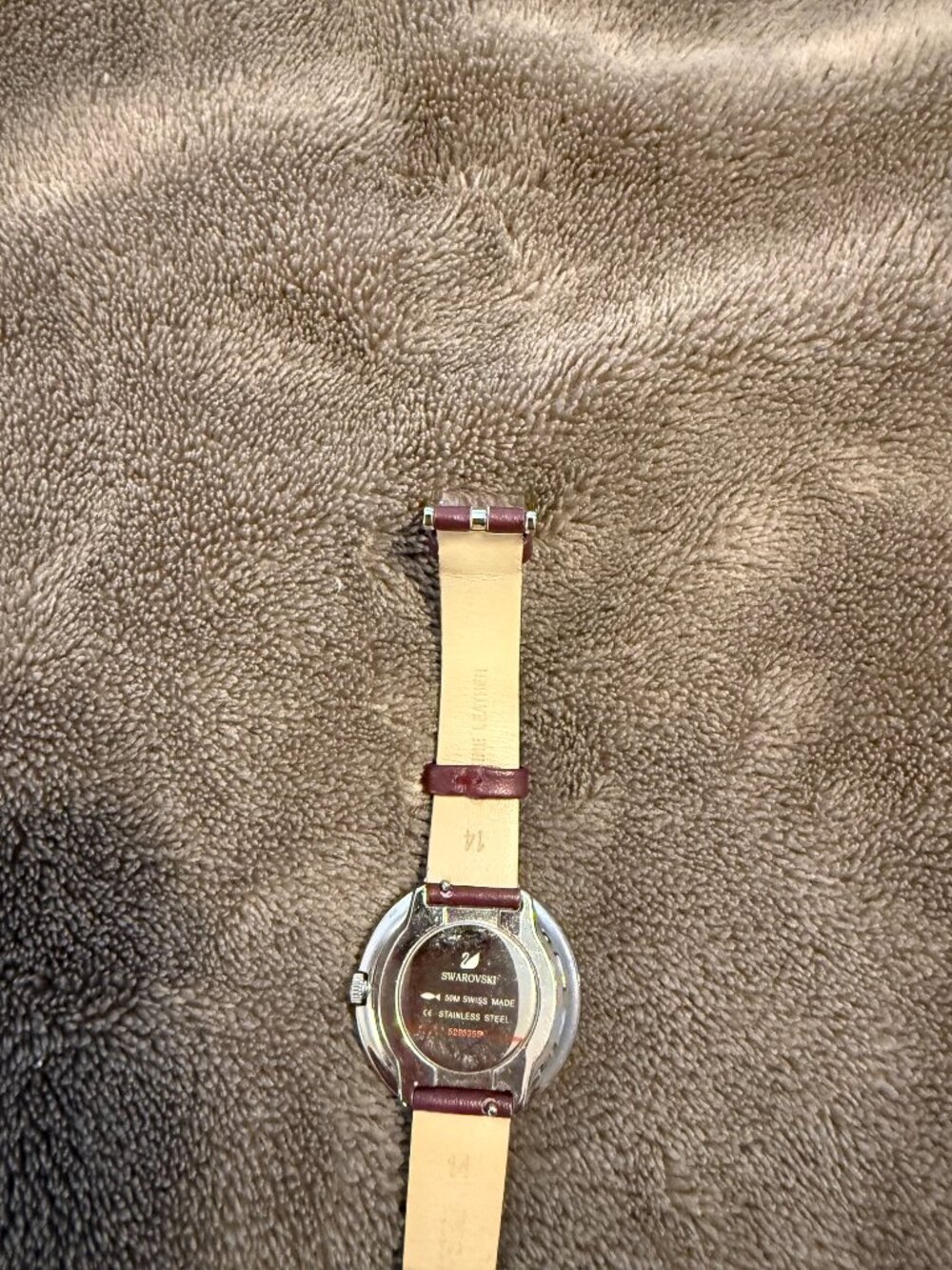 Swarovski Watch with Burgundy Strap and Silver Detailing - Picture 6 of 6
